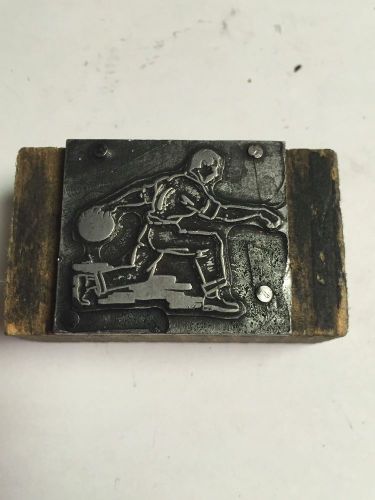 Bowler Bowling Printer&#039;s Letterpress Type Block