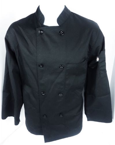Dickies Mens XS Black Chef Coat Long Sleeve Shirt Work Costume 8 Button