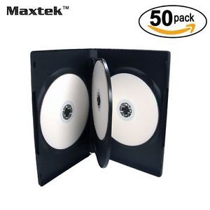 50 pack standard 14mm black quad 4 disc dvd cases with double sided flip for sale