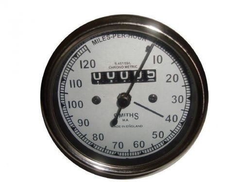 Royal Enfield Speedometer 0-120 MPH / Miles Per Hour Smiths Replica White Face