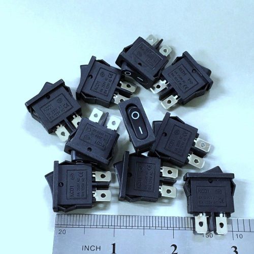 10 x kcd1 21x9.5mm 2 pin spst snap in on/off rocker switch 6a/250v 10a/125v #gtc for sale