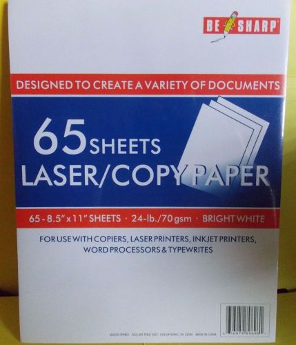 65 SHEETS LASER/COPY PAPER 8.5&#034; X 11&#034; 24-lb/70 gsm Bright White