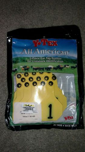 Y-Tex 1 - 25 Medium Yellow Cattle ID Ear Tags Plastic # 7712-001 New 1 qty