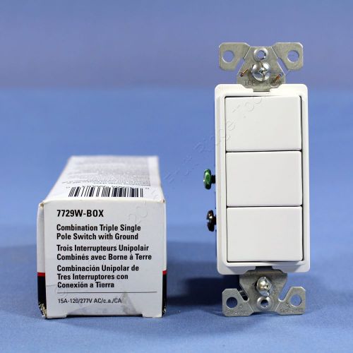 Cooper White Combination 1-Pole Decorator Triple Rocker Light Switch 15A 7729W