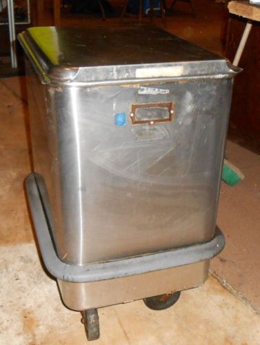 Older Used 75 lb 12 Gallon Stainless Steel Ingredient Bin Seco w Casters 20X16