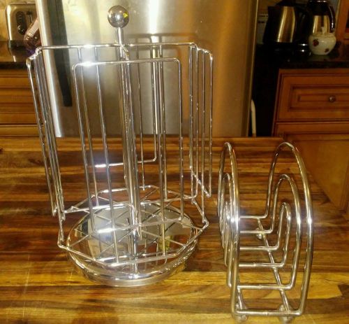 Chrome matching napkin holder and swivel condiment caddy