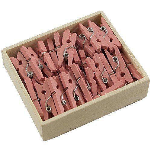 JAM Paper Wood Clothing Pin Clips - Small - 7/8&#034; - Pink - 50/pack