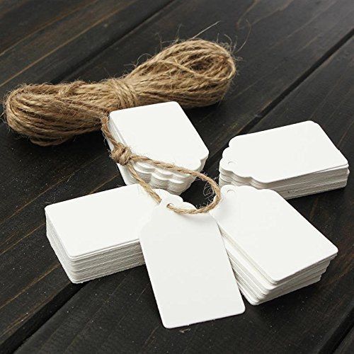100 Pcs Kraft Paper Gift Tags Wedding Scallop Label Blank Luggage White High Qua