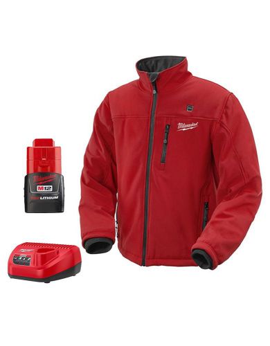 Milwaukee 2331l red m12 cordless heated jacket with red lithium battery for sale
