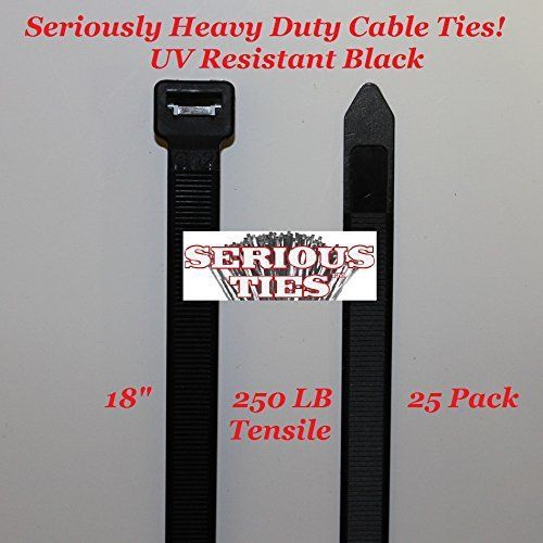 Serious Ties - Extra Heavy Duty Cable Ties - Package of 25 18&#034; UV Black