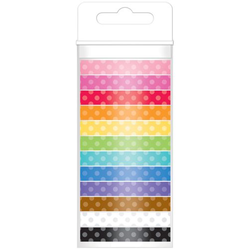 Doodlebug Monochromatic Washi Tape 8mmx12yds 12/Pkg-Polka Dot