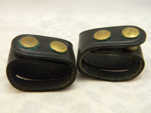 (2) Bianchi Black Leather Double Snap Police Security Duty Belt Keepers