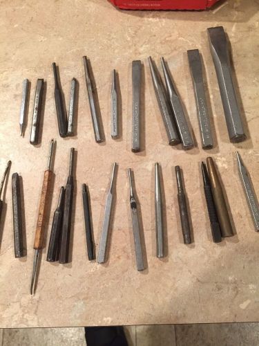 Craftsman &amp; Other Chisels &amp; Punches Various Kinds Center 24 Total Used Mixed Lot