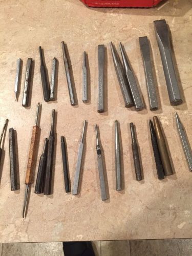 Craftsman &amp; Other Chisels &amp; Punches Various Kinds Center 24 Total Used Mixed Lot