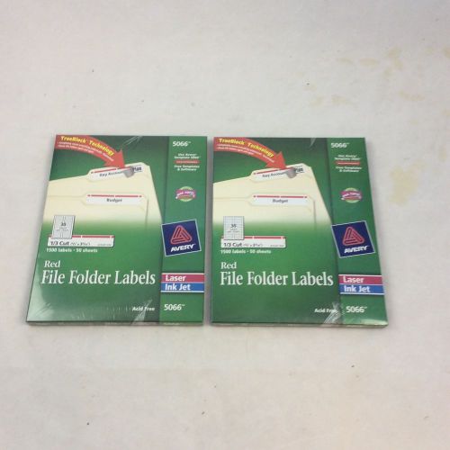 Avery Permanent Filing Labels - 5066 BRAND NEW 2 Boxes Red File Labels