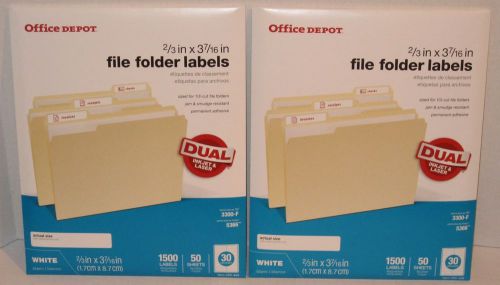 3,000 Office Depot 2/3&#034; x 3-7/16&#034; File Folder Labels - Same Size as Avery 5366