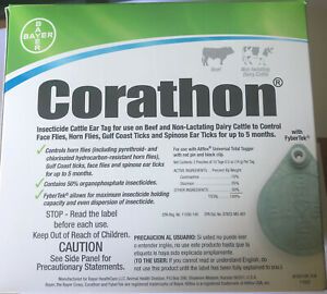 Bayer Corathon Insecticide Cattle Ear Tags 20 Count Box New And Ready To Use
