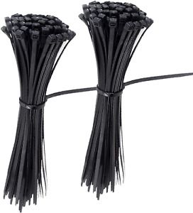 200 PACK 4&#034;  ZIP CABLE TIES NYLON BLACK 18 LBS UV WEATHER RESISTANT WIRE NEW