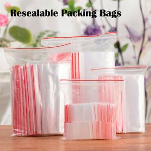 4 Size Clear Grip Self Press Seal Resealable Poly Polythene Zip Lock Plastic Bag