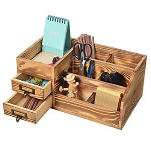 Distressed Rustic Wooden Office Desktop Organizer Wood Shelf Tabletop Home with