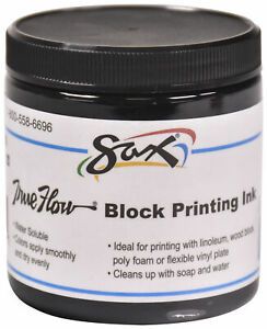 Sax True Flow Water Soluble Block Printing Ink, 8 Ounces, Black