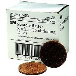 3M 07453 2&#034; Scotch Brite Surface Conditioning Discs Coarse Brown