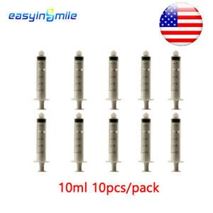 10pc Dental Oral Polypropylene Irrigation Syringe Non-Sterile Luer Lock Tip 10ml