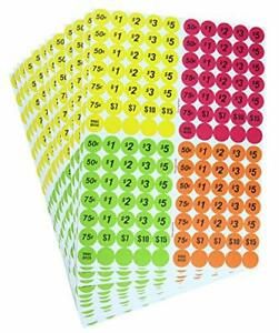 Garage Sale Price Stickers Pack of 2240 3/4&#034; Round Bright Colors Label Sticke...