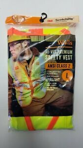 Walls HI-VIS Premium Safety Vest ANSI CLASS 2 Size Large
