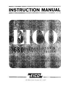 Eico 680 Transistor and Circuit Tester Instruction Manual