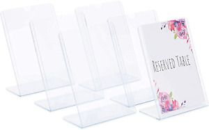 Clear Slant Back Plastic Sign Holder, Vertical Sign Display (4 x 6 in, 6 Pack)