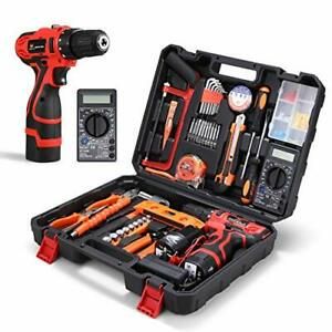 Cordless Drill Driver Tool Kit, Power Tools Combo Kit 92Pcs Household Power