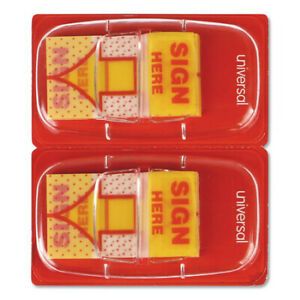 UNIVERSAL UNV99007 Deluxe Message Arrow Flags, &#034;Sign Here&#034;, Yellow, PK500