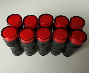 10pcs 220V AC 16mm Red LED Indicator Signal Light AD16-16C
