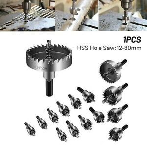 Steel Drill Bit Hole Saw Tools Brass Copper For 12-80mm HSS Iron Kit Opener
