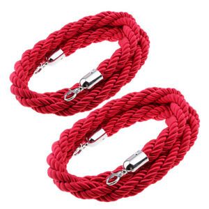 2xTwisted Barrier Rope Queue Nylon for Posts Stands Exhibition 6.6ft Red