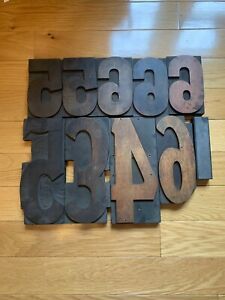 Vintage 6&#034; - 9” - Large Industrial Wood Printing Press Letters Design Dcor