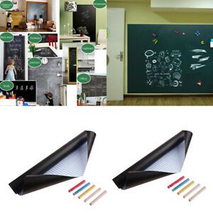 2pcs Black PVC Chalkboard Wall Sticker Chalk Paper Wall Decals Waterproof