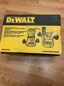 New DeWALT DW618PKB 2-1/4 HP EVS Fixed Based Plunge Router Combo Kit