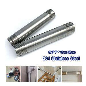 3/4&#034; 1&#034; Stainless Steel 304 Pipe Fitting BSP Male Barrel Nipple Adaptor 15-50cm