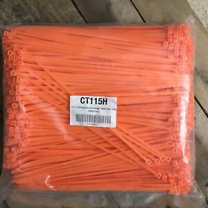 1000 Cable Ties 11&#034; Inches Fluorescent Orange 50LB Cable Zip Tie Wire Nylon