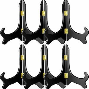 WUWEOT 6 Pack 7&#034; Wooden Display Stand, Black Easels Plate Holders to Display...