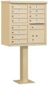 Salsbury Industries 3312SAN-U Pedestal, 12 a Size Doors Sandstone and USPS Acces