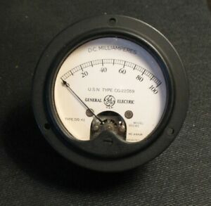 Vintage General Electric 0-100 DC Milliamperes Meter (USN Type CG-22059)