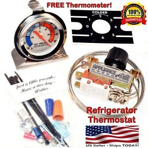Thermostat for Refrigerators + Free Thermometer, Instructions - Ships TODAY!