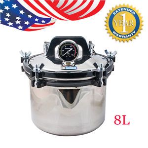 Professional 8L Steam Autoclave Sterilizer TATTOO Stainless Dental Lab Equipment