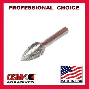 CGW SG-3 Carbide Burr, 3/8&#034; X 3/4&#034; X 2-1/2&#034; on 1/4&#034; shank Double Cut Part #62465