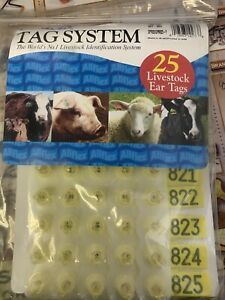 ALLFLEX GLOBAL Ear Tags Male/Female Sheep YELLOW 801 - 825