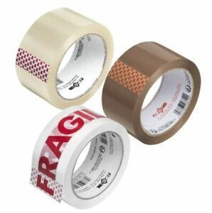 Buff Brown Clear Packaging Parcel Packing Tape Strong 48mm x 66m Fragile 6 12 UK