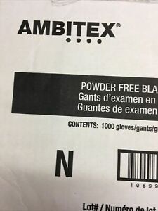 Ambitex Powder Free Black Nitrile  Exam Gloves NLG200BLK Large, 10x100=1000